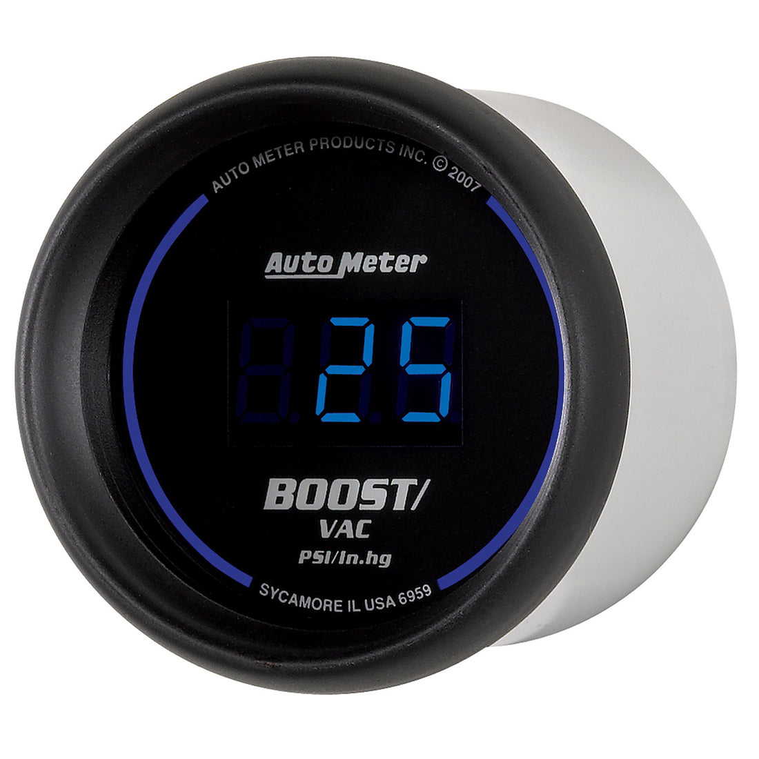 AutoMeter 6959 - GAUGE, VAC/BOOST, 2 1/16", 30INHG-30PSI, DIGITAL, BLACK DIAL W/ BLUE LED
