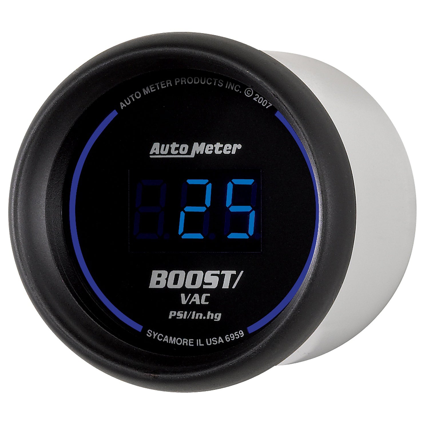AutoMeter 6959 - GAUGE, VAC/BOOST, 2 1/16", 30INHG-30PSI, DIGITAL, BLACK DIAL W/ BLUE LED