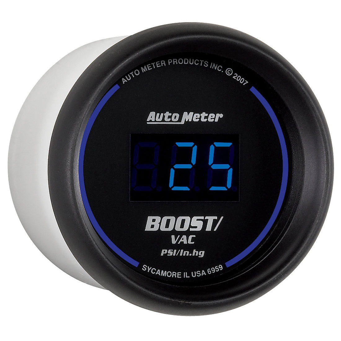 AutoMeter 6959 - GAUGE, VAC/BOOST, 2 1/16", 30INHG-30PSI, DIGITAL, BLACK DIAL W/ BLUE LED