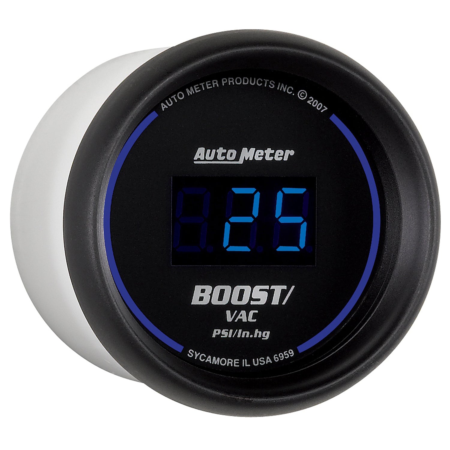 AutoMeter 6959 - GAUGE, VAC/BOOST, 2 1/16", 30INHG-30PSI, DIGITAL, BLACK DIAL W/ BLUE LED
