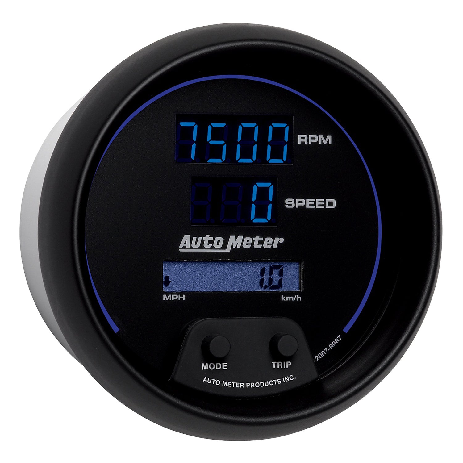 AutoMeter 6987 - GAUGE, TACH/SPEEDO, 3 3/8", 260MPH/260KMH/10KRPM, PRGRAM, DIGITAL, BK W/ BLU LED 5