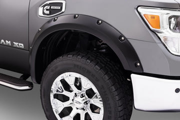 Bushwacker 70013-02 - Black Pocket/Rivet Style Smooth Finish Front Fender Flares For 2004-2015 Nissan Titan W/O Lock Box Bushwacker 1