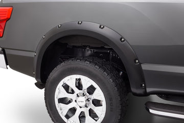 Bushwacker 70018-02 - Black Pocket/Rivet Style Smooth Finish Rear Fender Flares For 2016-2022 Nissan Titan XD Bushwacker 1