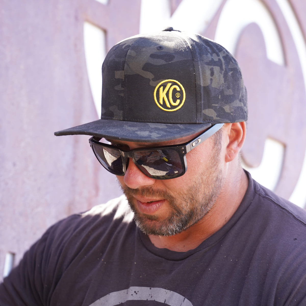 KC HiLiTES 70212 - KC Black Baseball Cap With Yellow Logo - Snap Back 4