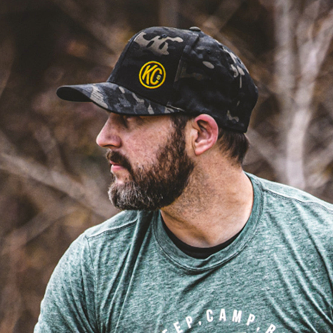 KC HiLiTES 70212 - KC Black Baseball Cap With Yellow Logo - Snap Back 3