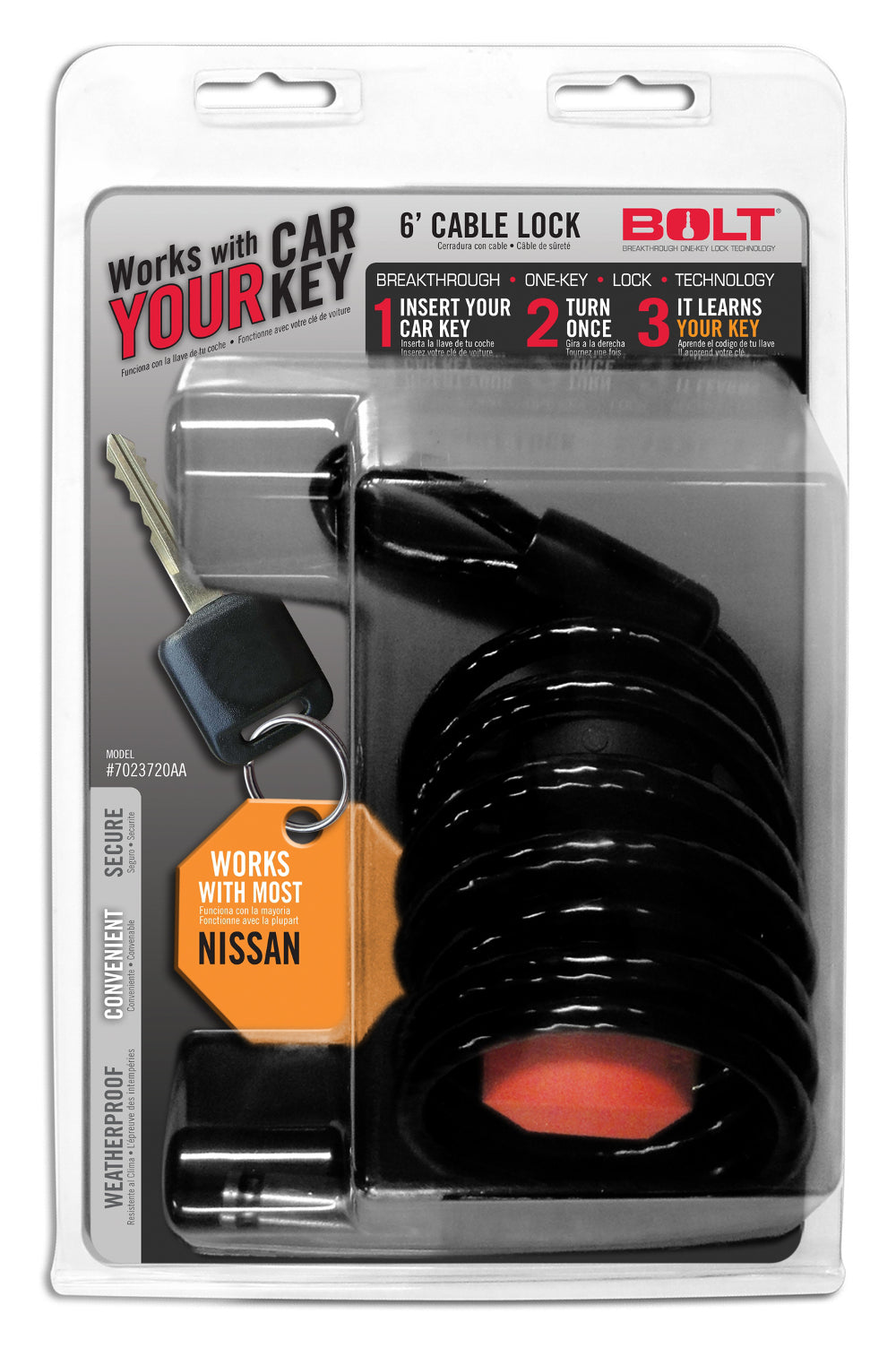 BOLT 7023720 - 6FT. CABLE LOCK NISSAN 2