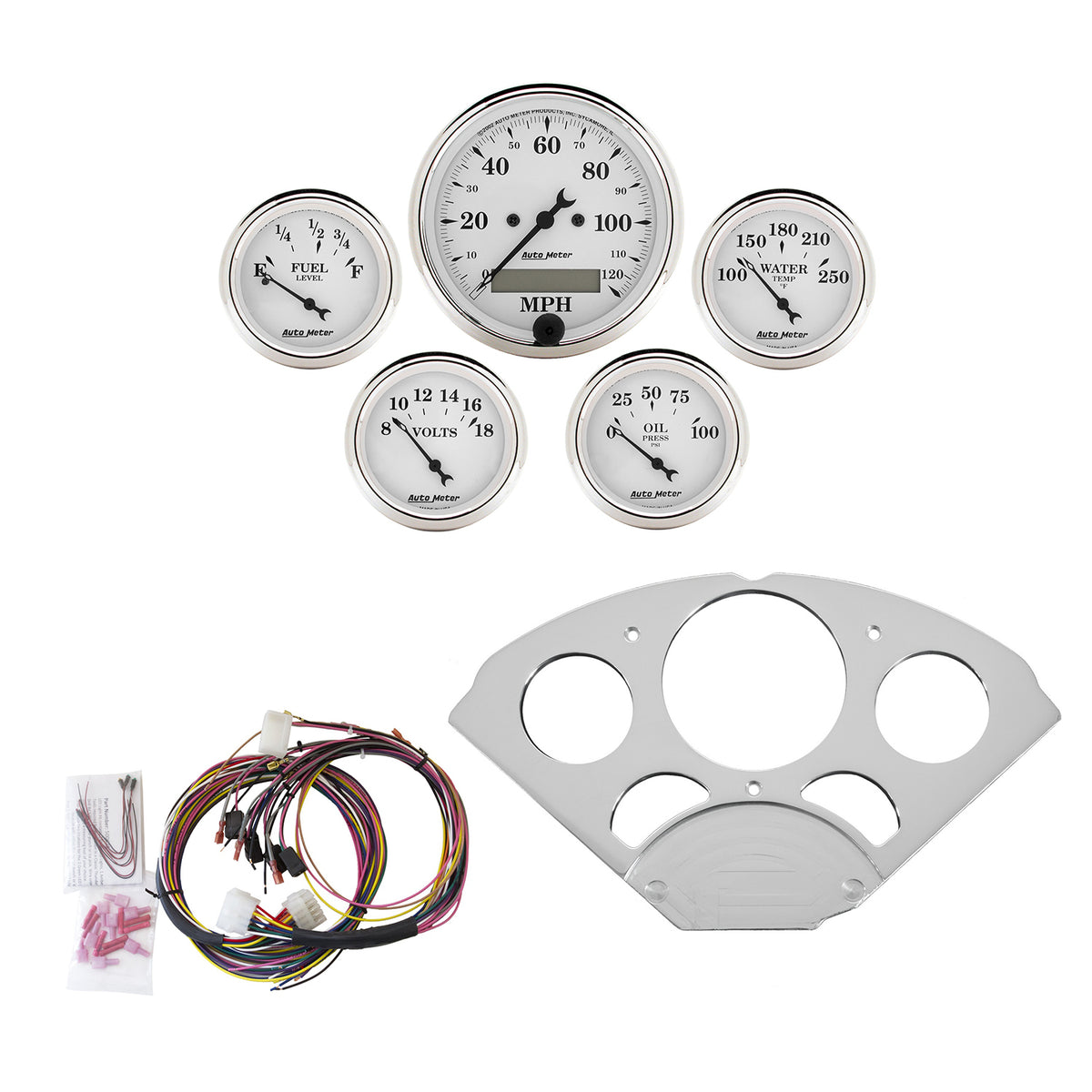 AutoMeter 7033-OTW - DIRECT FIT DASH KIT, CHEVY CAR 55-56, MPH/FUEL/OILP/WTMP/BAT, OTW 3