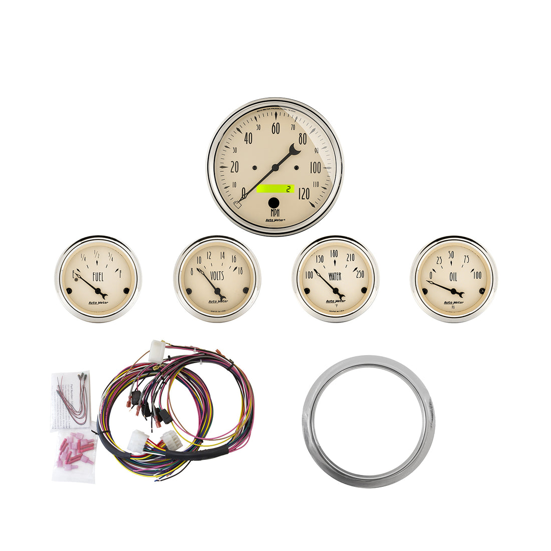 AutoMeter 7034-AB - DIRECT FIT DASH KIT, CHEVY CAR 59-60, MPH/FUEL/OILP/WTMP/BAT, AB 3