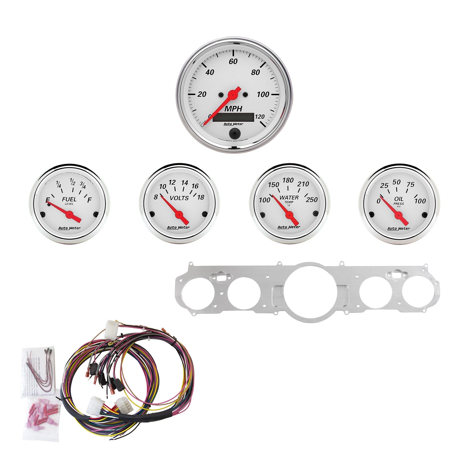 AutoMeter 7035-AW - DIRECT FIT DASH KIT, MUSTANG 65-66, MPH/FUEL/OILP/WTMP/BAT, AW 3