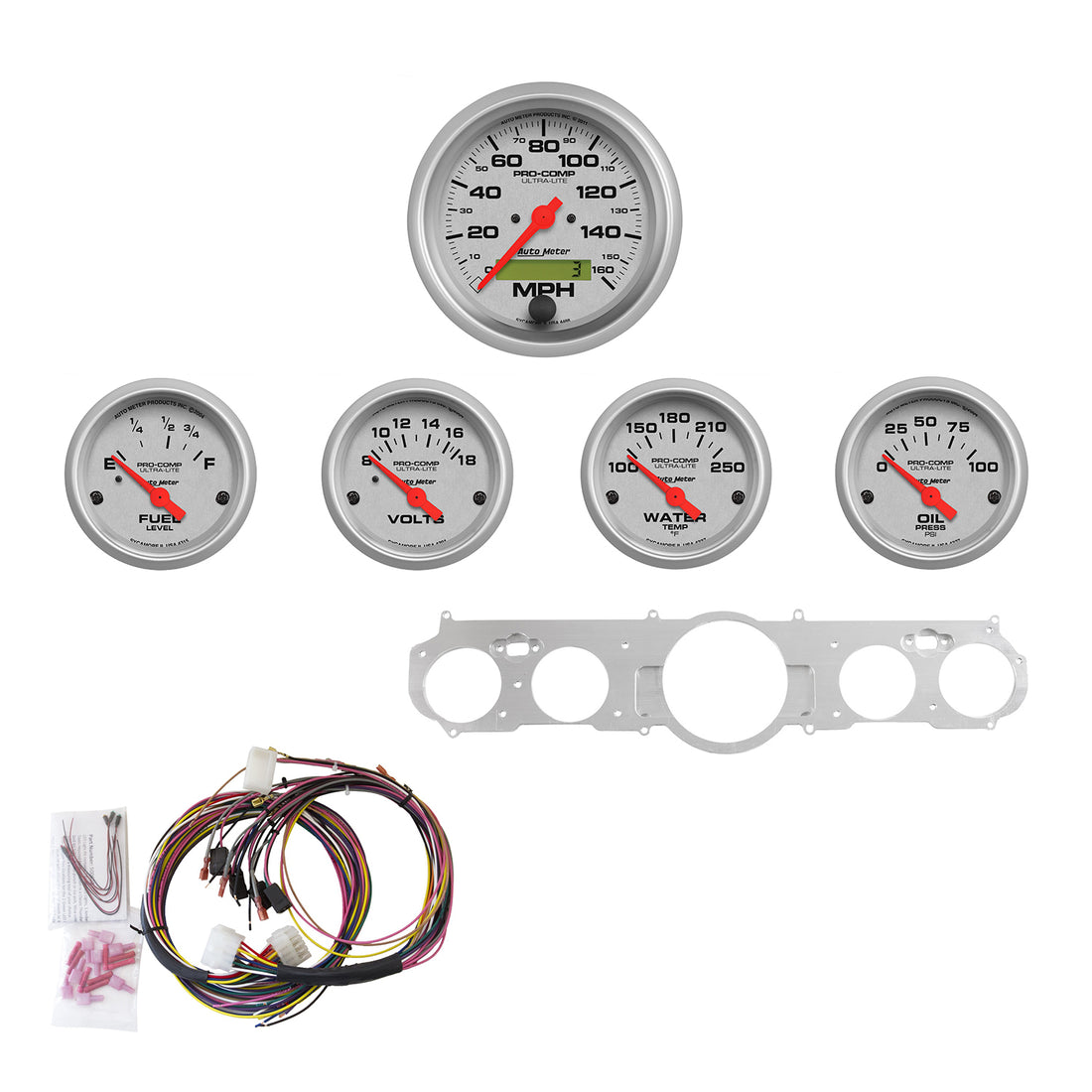 AutoMeter 7035-UL - DIRECT FIT DASH KIT, MUSTANG 65-66, MPH/FUEL/OILP/WTMP/BAT, UL 3