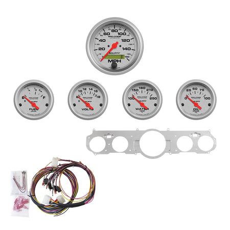AutoMeter 7035-UL - DIRECT FIT DASH KIT, MUSTANG 65-66, MPH/FUEL/OILP/WTMP/BAT, UL 3