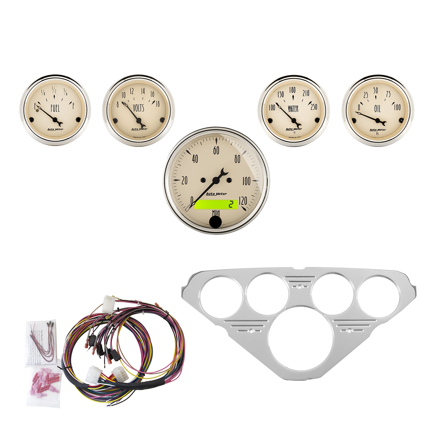 AutoMeter 7036-AB - DIRECT FIT DASH KIT, CHEVY TRUCK 55-59, MPH/FUEL/OILP/WTMP/BAT, AB 2
