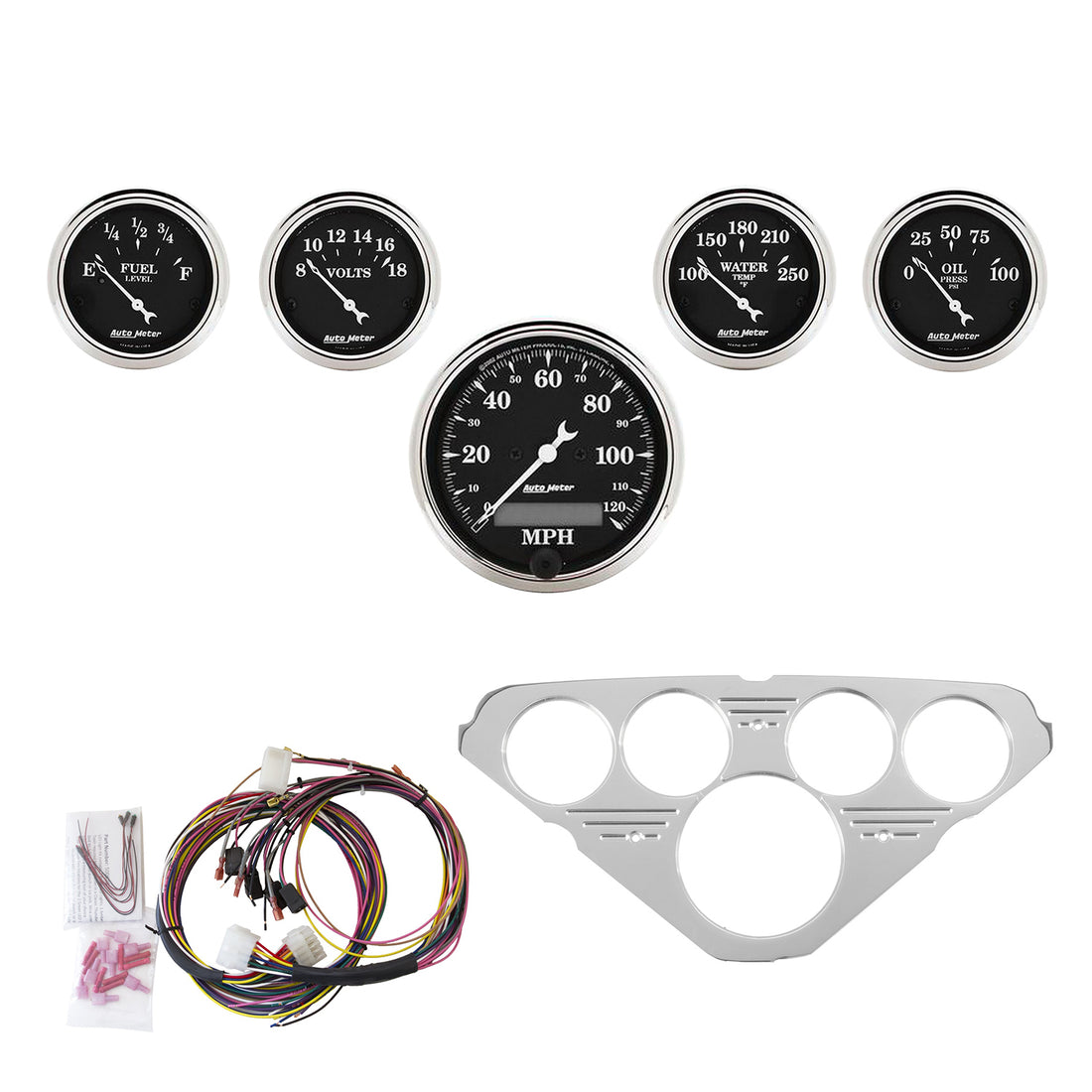 AutoMeter 7036-OTB - DIRECT FIT DASH KIT, CHEVY TRUCK 55-59, MPH/FUEL/OILP/WTMP/BAT, OTB 3
