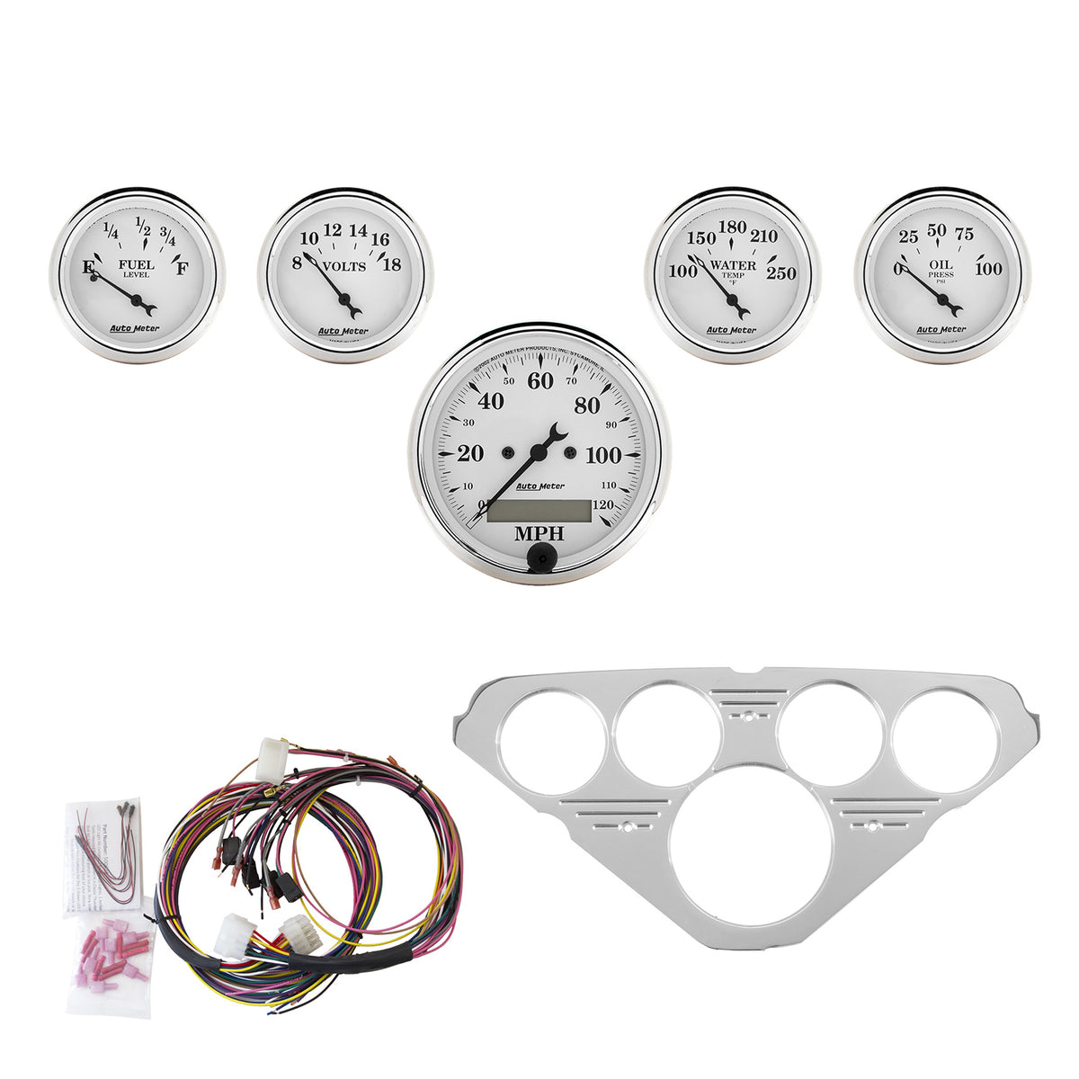 AutoMeter 7036-OTW - DIRECT FIT DASH KIT, CHEVY TRUCK 55-59, MPH/FUEL/OILP/WTMP/BAT, OTW 3