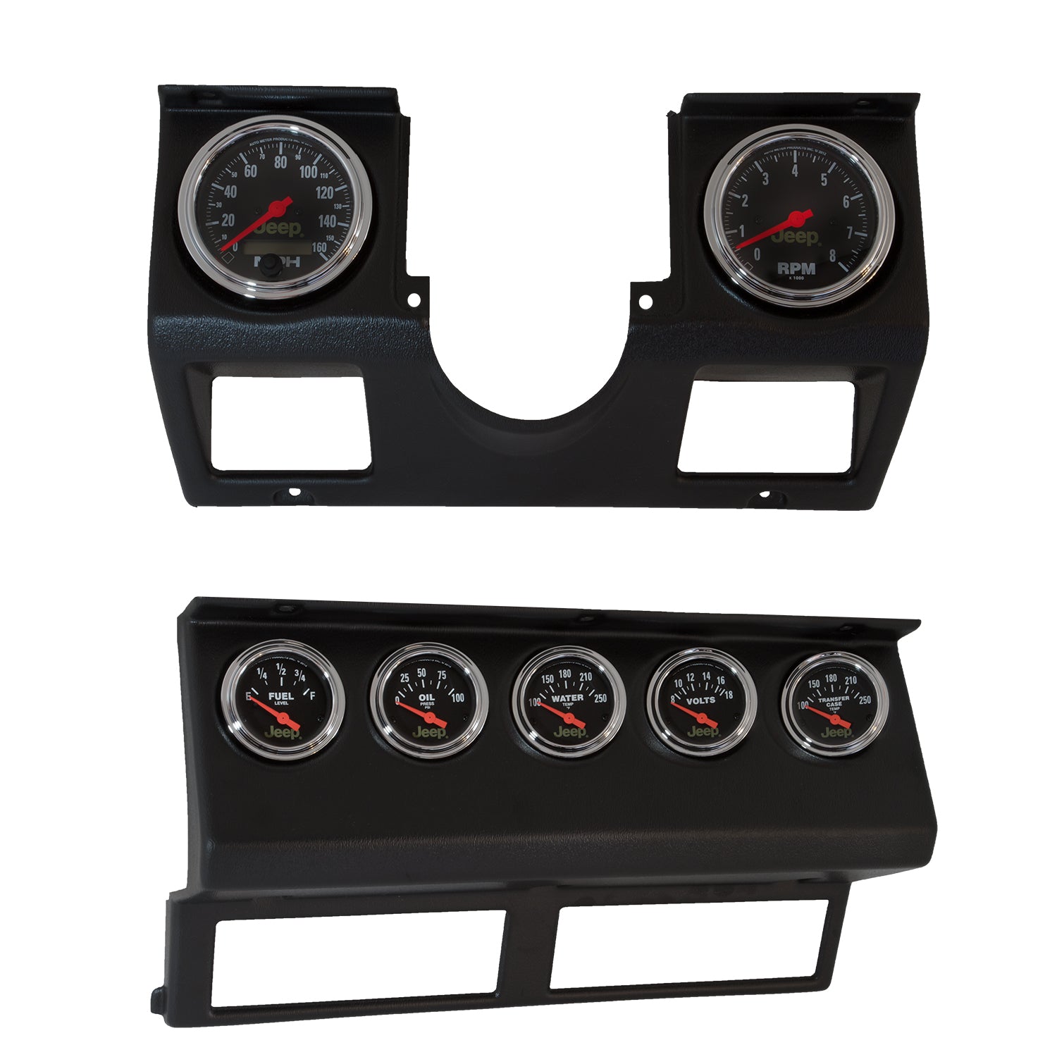 AutoMeter 7040 - DIR FIT DSH KT, WRANGLER (YJ) 87-96, TACH/MPH/FUEL/OILP/WTMP/VOLT/TRANS, JEEP 3