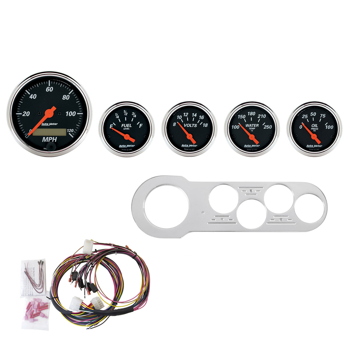 AutoMeter 7042-DB - DIRECT FIT DASH KIT, CHEVY CAR 53-54, MPH/FUEL/OILP/WTMP/BAT, DB 3