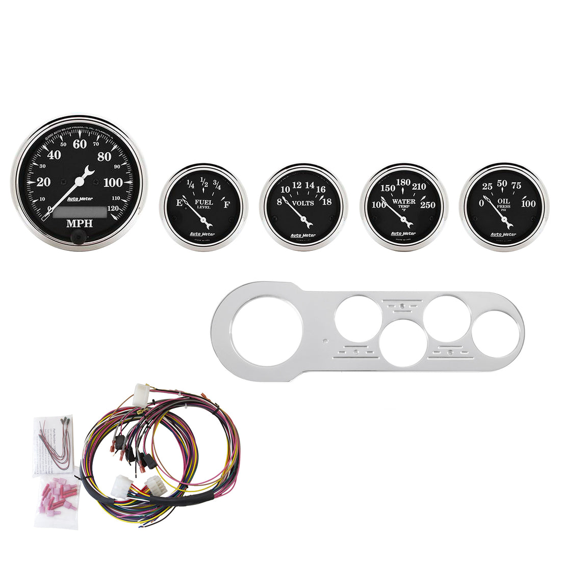 AutoMeter 7042-OTB - DIRECT FIT DASH KIT, CHEVY CAR 53-54, MPH/FUEL/OILP/WTMP/BAT, OTB 3