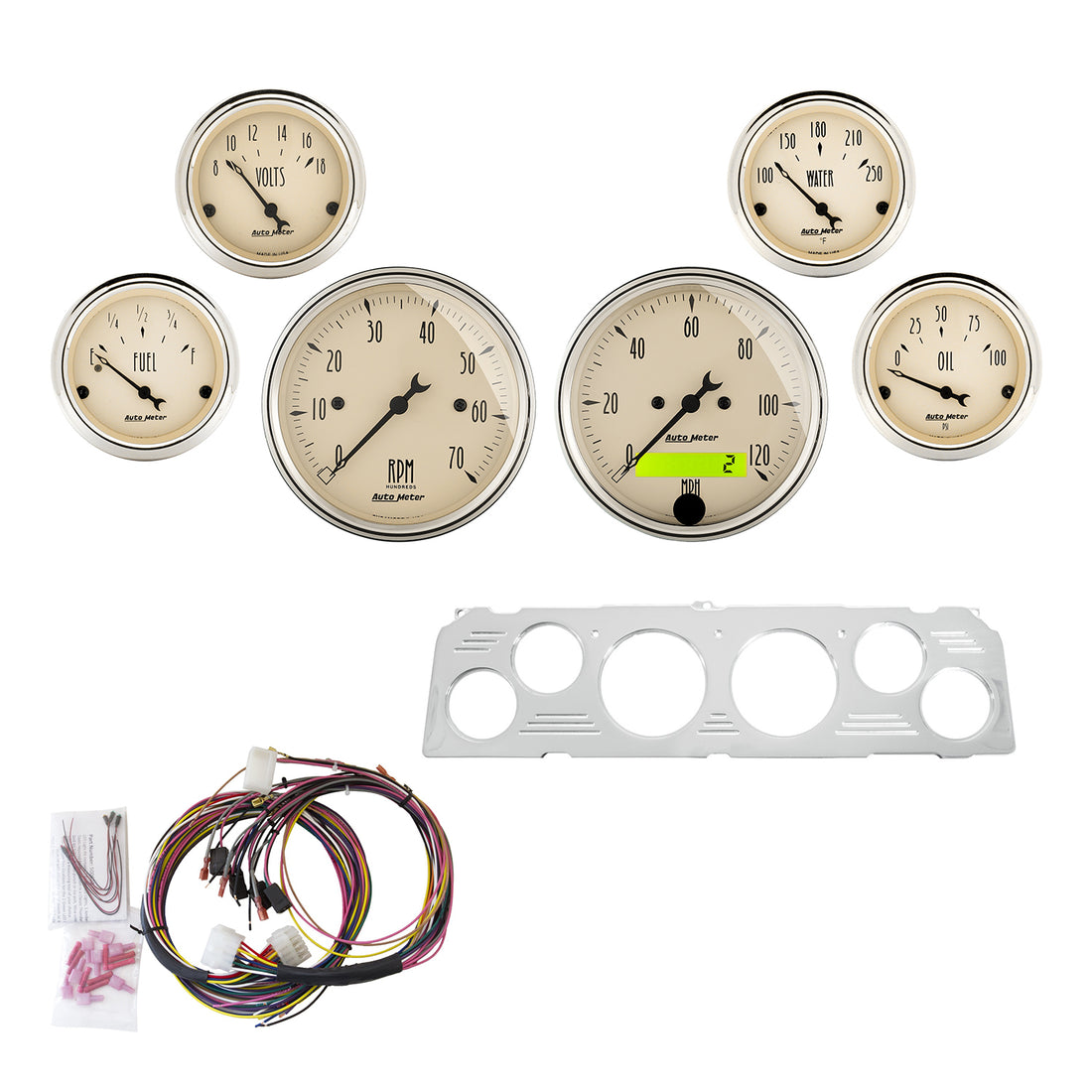 AutoMeter 7043-AB - DIRECT FIT DASH KIT, CHEVY TRUCK 64-66, TACH/MPH/FUEL/OILP/WTMP/VOLT, AB 3