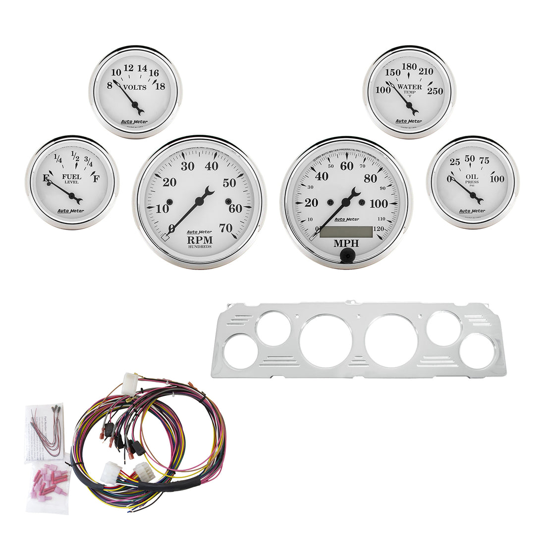 AutoMeter 7043-OTW - DIRECT FIT DASH KIT, CHEVY TRUCK 64-66, TACH/MPH/FUEL/OILP/WTMP/VOLT, OTW 3