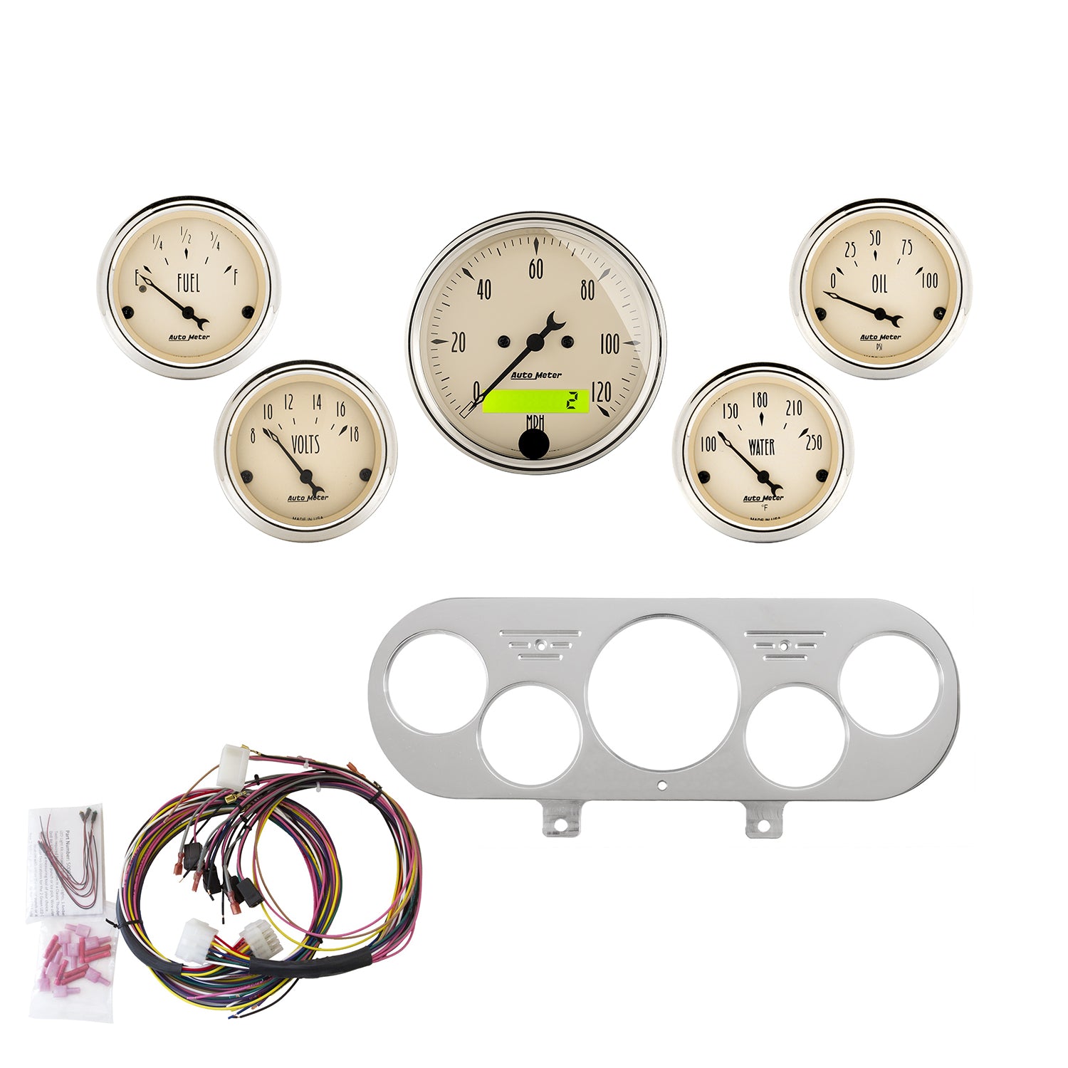 AutoMeter 7044-AB - DIRECT FIT DASH KIT, NOVA 62-65, MPH/FUEL/OILP/WTMP/BAT, AB 3