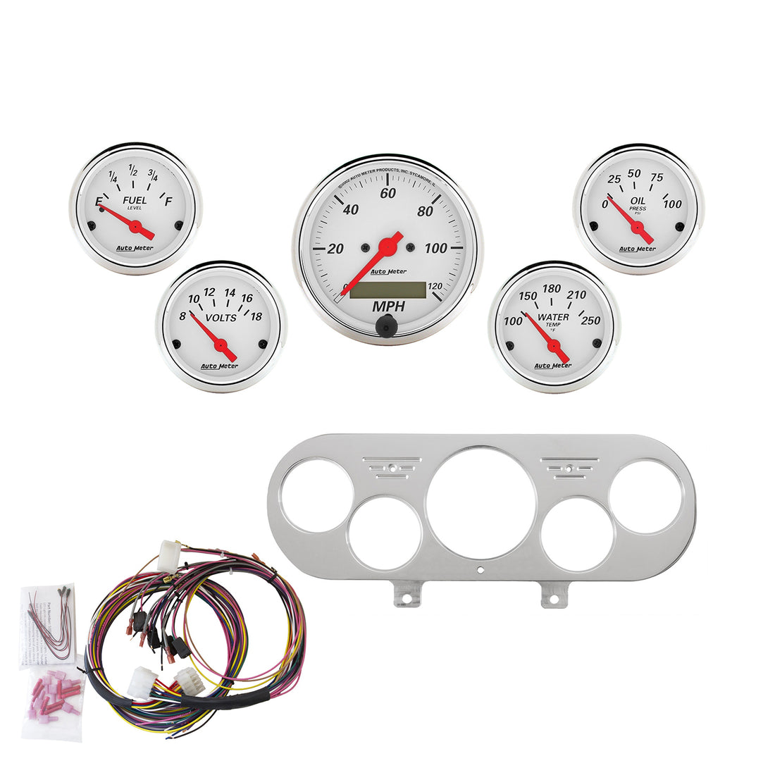 AutoMeter 7044-AW - DIRECT FIT DASH KIT, NOVA 62-65, MPH/FUEL/OILP/WTMP/BAT, AW 3