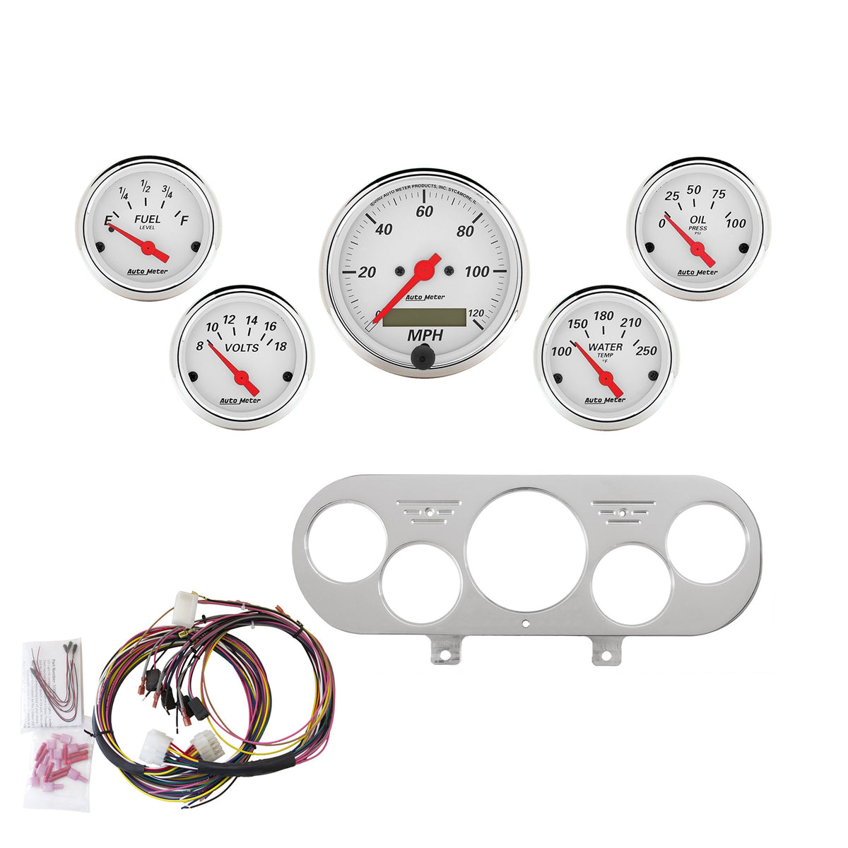 AutoMeter 7044-AW - DIRECT FIT DASH KIT, NOVA 62-65, MPH/FUEL/OILP/WTMP/BAT, AW 3