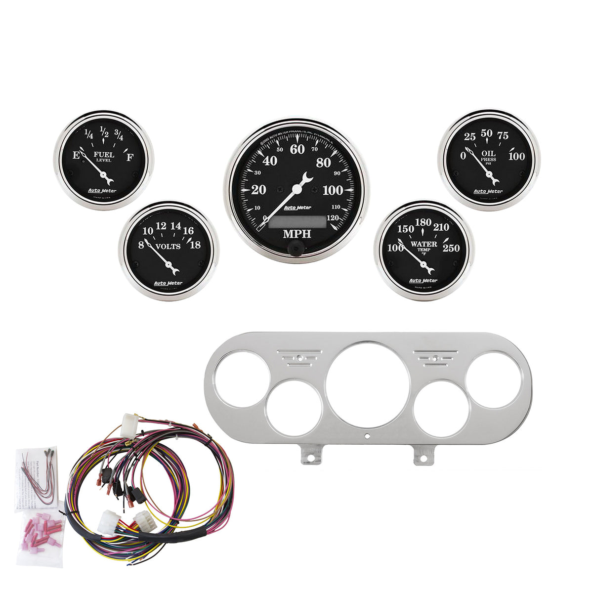 AutoMeter 7044-OTB - DIRECT FIT DASH KIT, NOVA 62-65, MPH/FUEL/OILP/WTMP/BAT, OTB 3