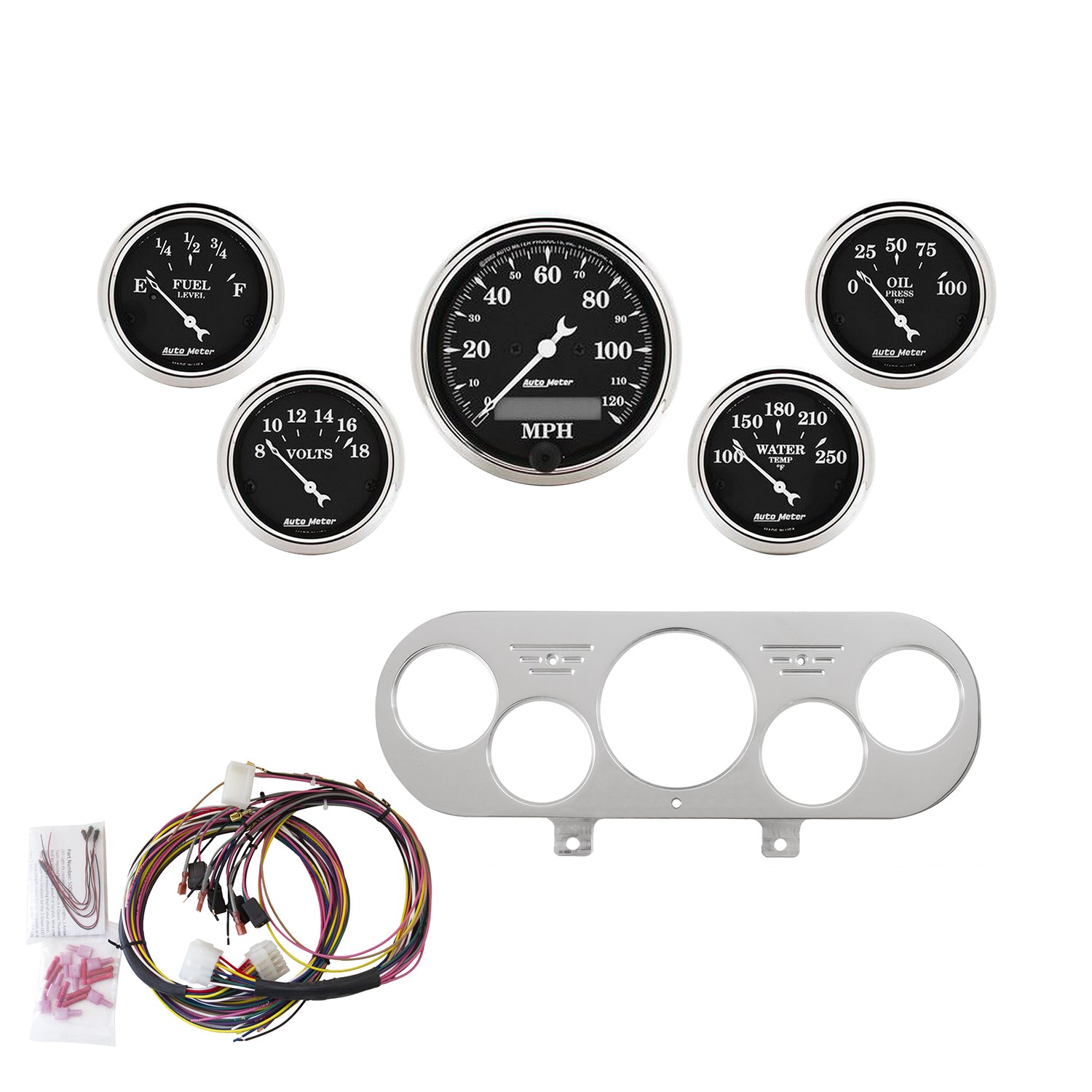AutoMeter 7044-OTB - DIRECT FIT DASH KIT, NOVA 62-65, MPH/FUEL/OILP/WTMP/BAT, OTB 3