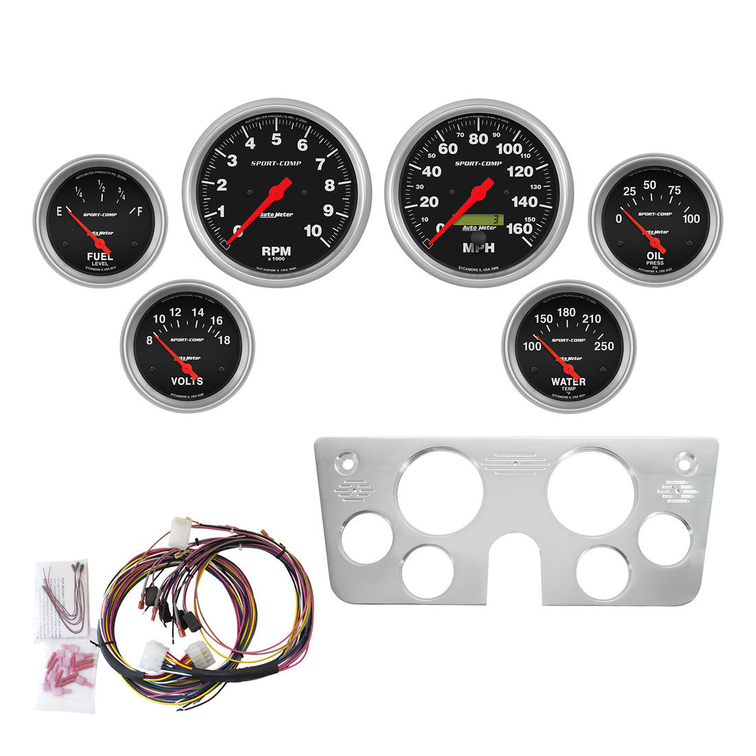 AutoMeter 7045-SC - DIRECT FIT DASH KIT, CHEVY TRUCK 67-72, TACH/MPH/FUEL/OILP/WTMP/VOLT, SPORT-COMP 3