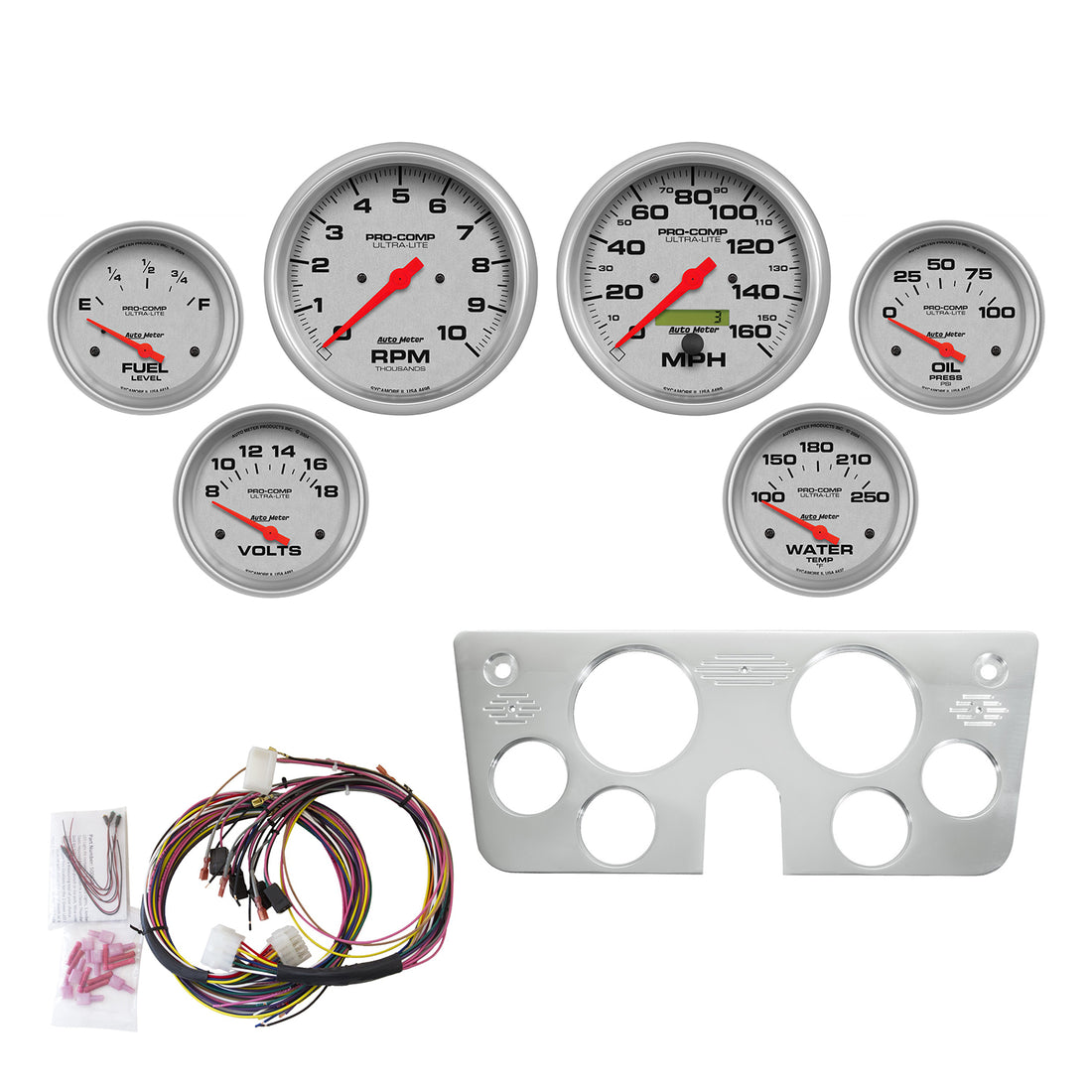 AutoMeter 7045-UL - DIRECT FIT DASH KIT, CHEVY TRUCK 67-72, TACH/MPH/FUEL/OILP/WTMP/VOLT, ULTRA-LITE 3