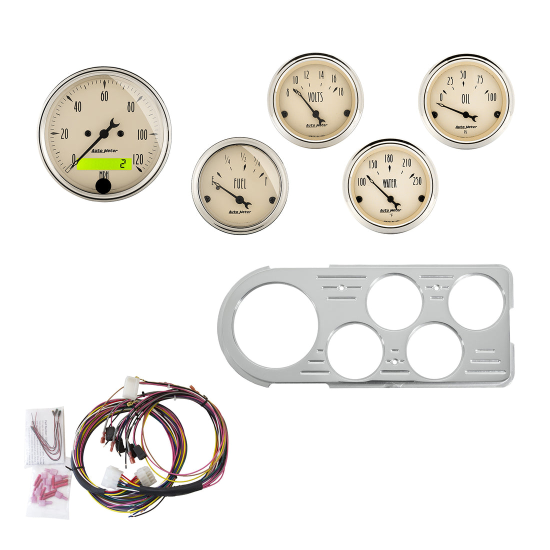 AutoMeter 7046-AB - DIRECT FIT DASH KIT, FORD TRUCK 48-50, MPH/FUEL/OILP/WTMP/BAT, AB 3