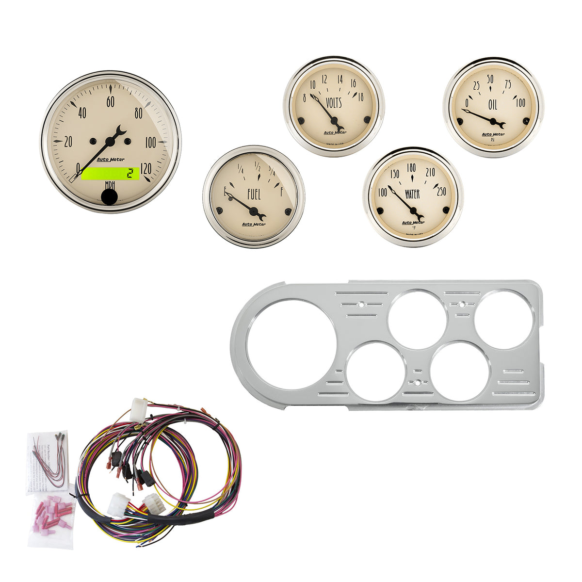 AutoMeter 7046-AB - DIRECT FIT DASH KIT, FORD TRUCK 48-50, MPH/FUEL/OILP/WTMP/BAT, AB 3