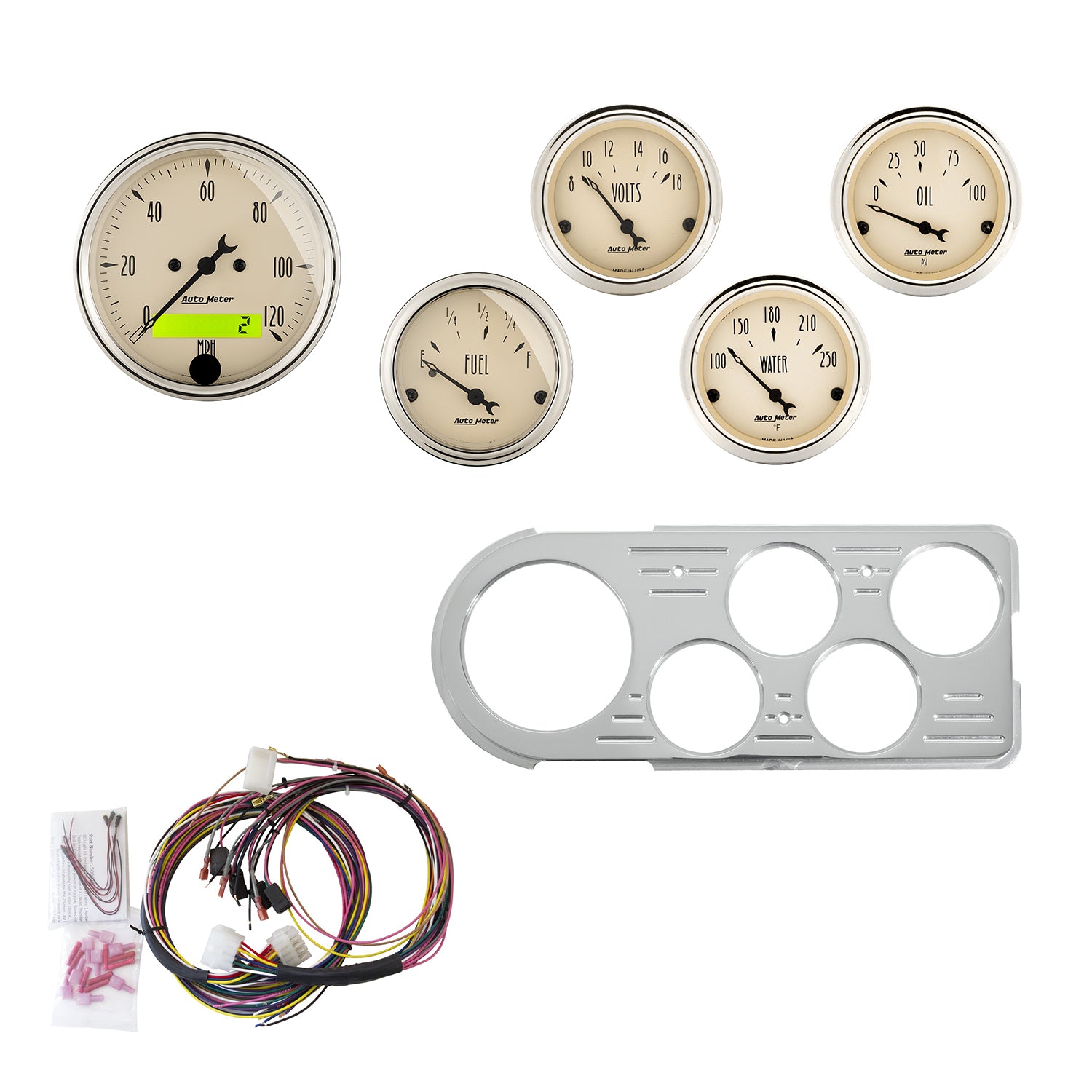 AutoMeter 7046-AB - DIRECT FIT DASH KIT, FORD TRUCK 48-50, MPH/FUEL/OILP/WTMP/BAT, AB 3