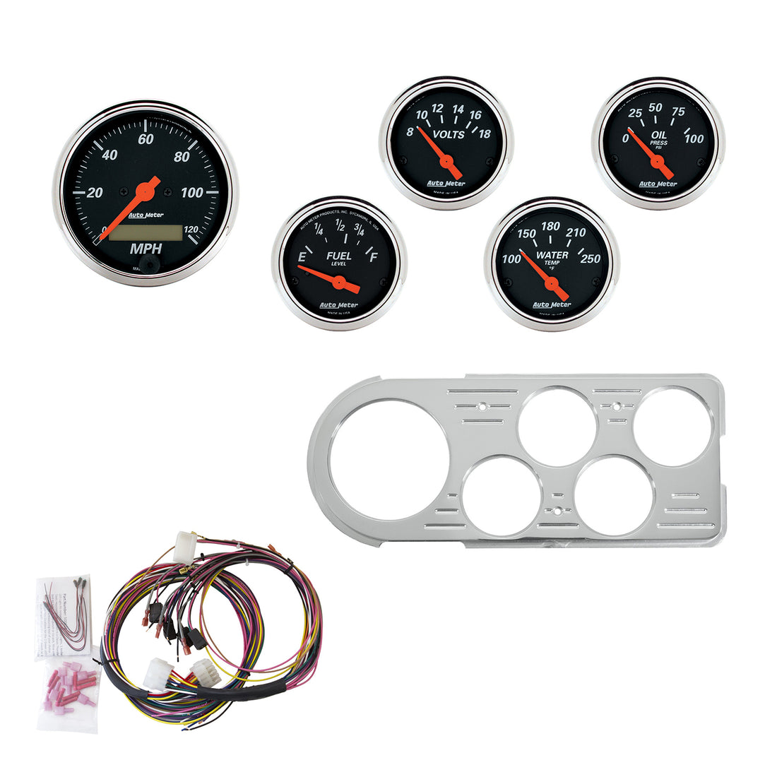 AutoMeter 7046-DB - DIRECT FIT DASH KIT, FORD TRUCK 48-50, MPH/FUEL/OILP/WTMP/BAT, DB 3