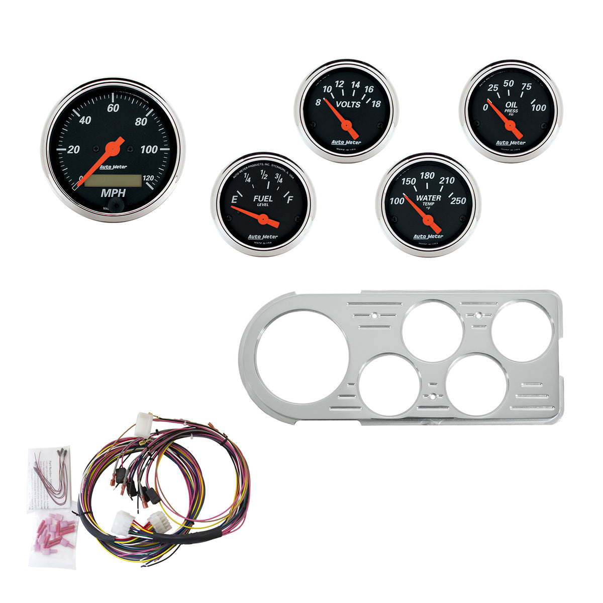 AutoMeter 7046-DB - DIRECT FIT DASH KIT, FORD TRUCK 48-50, MPH/FUEL/OILP/WTMP/BAT, DB 3