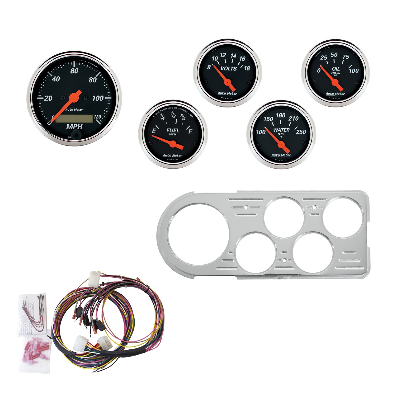AutoMeter 7046-DB - DIRECT FIT DASH KIT, FORD TRUCK 48-50, MPH/FUEL/OILP/WTMP/BAT, DB 3