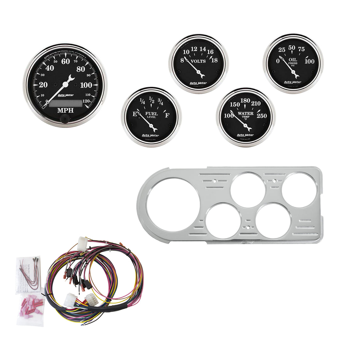 AutoMeter 7046-OTB - DIRECT FIT DASH KIT, FORD TRUCK 48-50, MPH/FUEL/OILP/WTMP/BAT, OTB 3