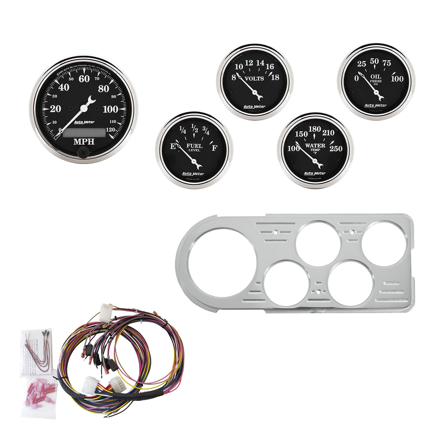 AutoMeter 7046-OTB - DIRECT FIT DASH KIT, FORD TRUCK 48-50, MPH/FUEL/OILP/WTMP/BAT, OTB 3