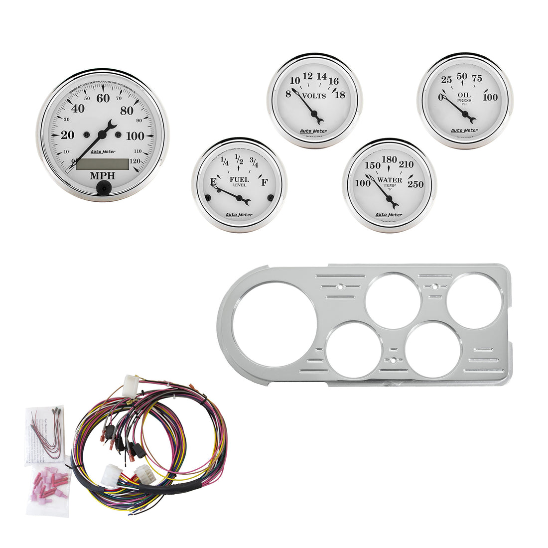 AutoMeter 7046-OTW - DIRECT FIT DASH KIT, FORD TRUCK 48-50, MPH/FUEL/OILP/WTMP/BAT, OTW