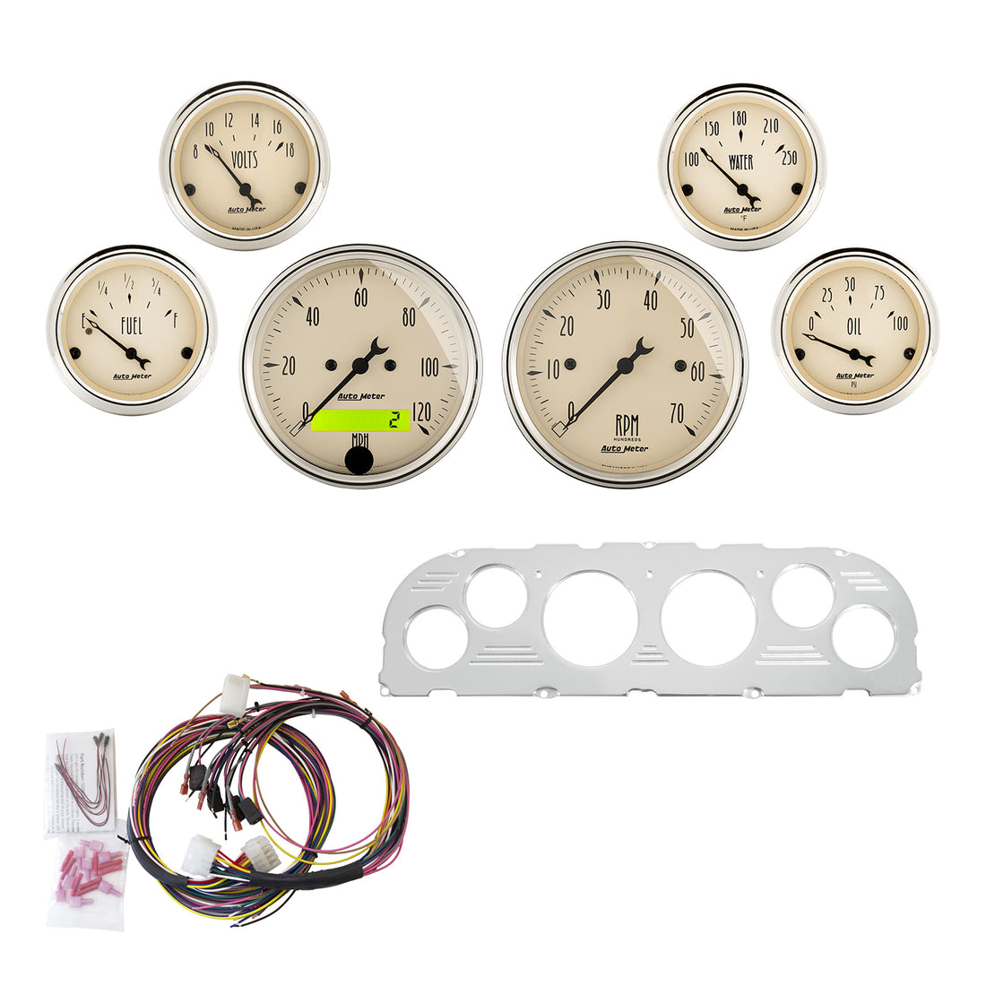 AutoMeter 7047-AB - DIRECT FIT DASH KIT, CHEVY TRUCK 60-63, TACH/MPH/FUEL/OILP/WTMP/VOLT, AB 3
