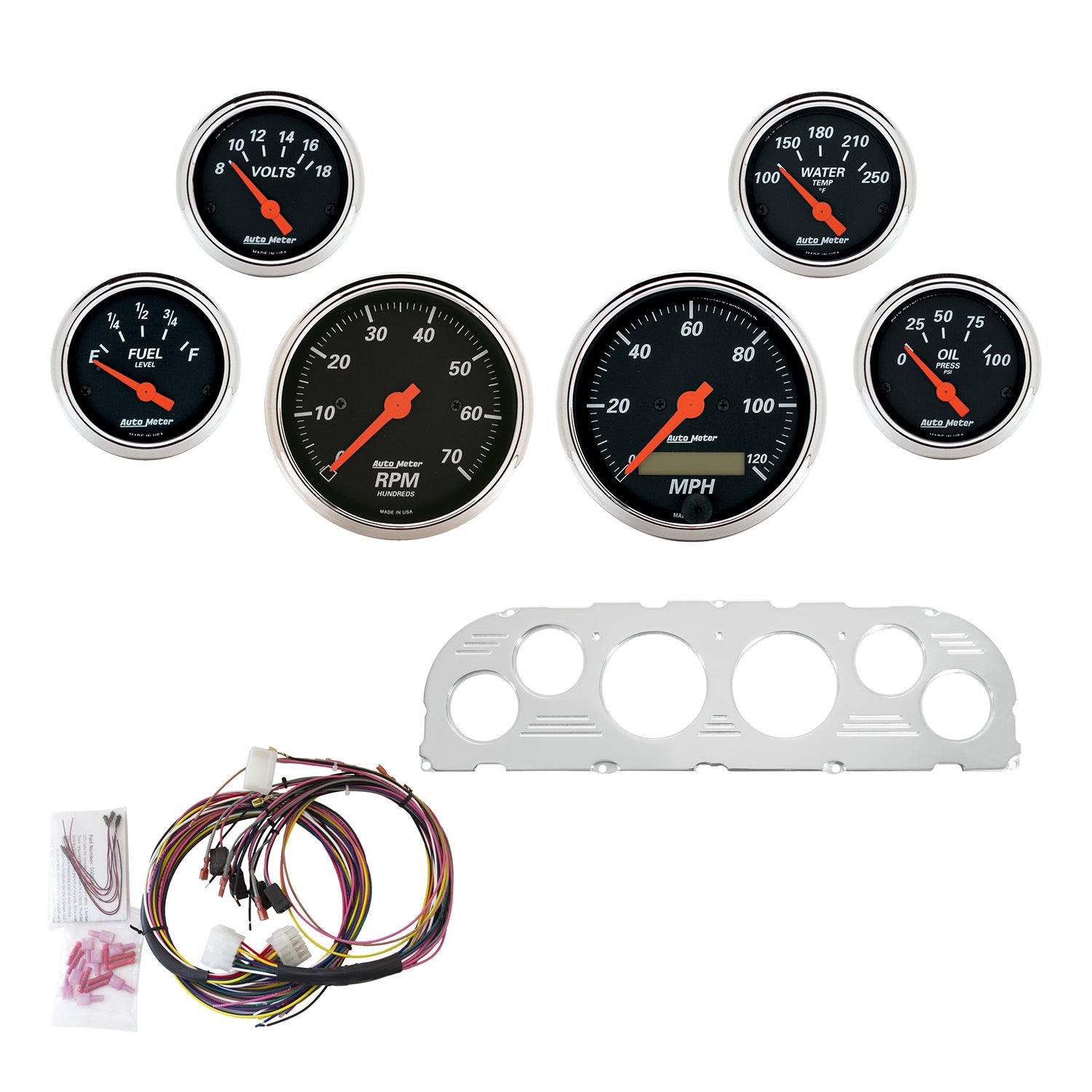 AutoMeter 7047-DB - DIRECT FIT DASH KIT, CHEVY TRUCK 60-63, TACH/MPH/FUEL/OILP/WTMP/VOLT, DB 3