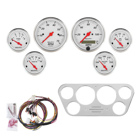 AutoMeter 7048-AW - DIRECT FIT DASH KIT, FORD TRUCK 53-55, TACH/MPH/FUEL/OILP/WTMP/VOLT, AW 4