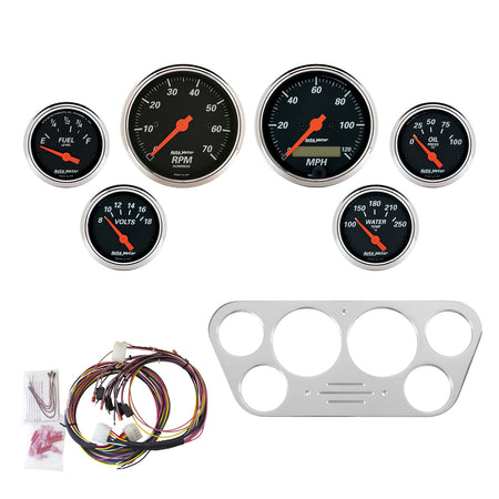 AutoMeter 7048-DB - DIRECT FIT DASH KIT, FORD TRUCK 53-55, TACH/MPH/FUEL/OILP/WTMP/VOLT, DB 3