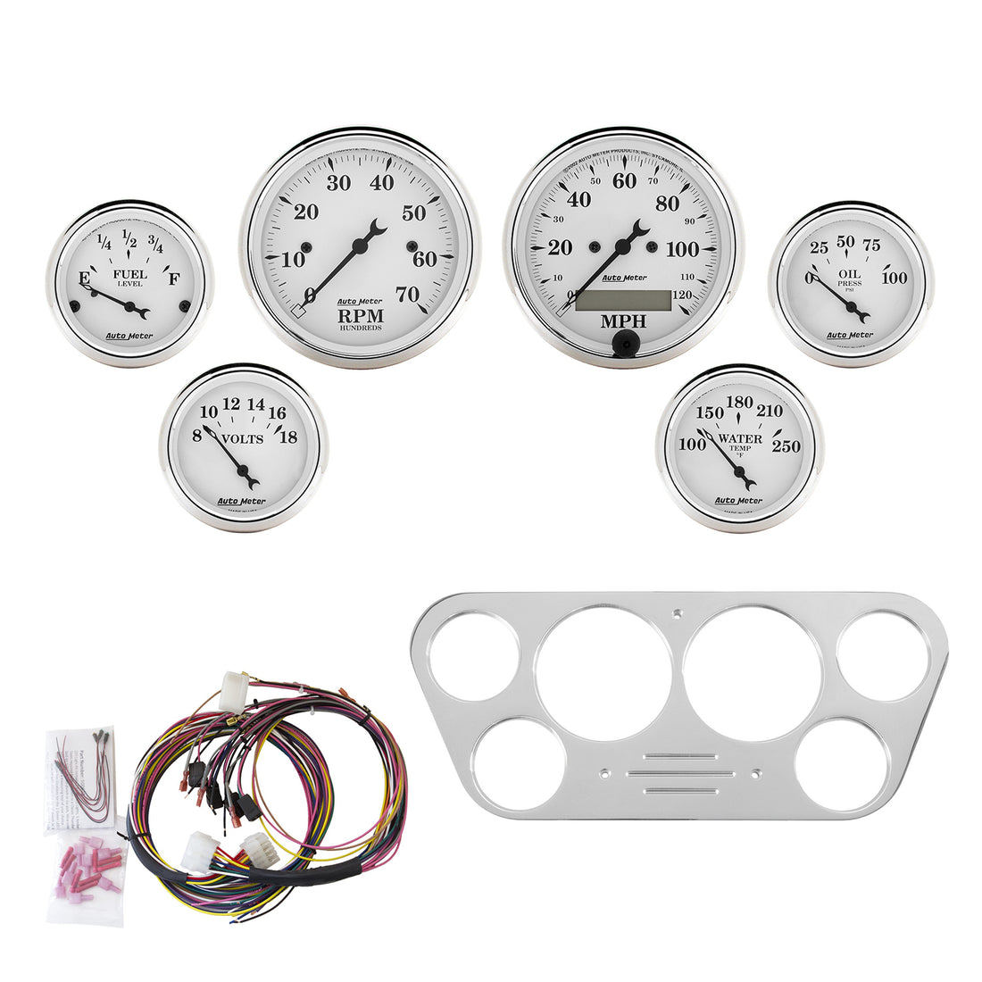 AutoMeter 7048-OTW - DIRECT FIT DASH KIT, FORD TRUCK 53-55, TACH/MPH/FUEL/OILP/WTMP/VOLT, OTW
