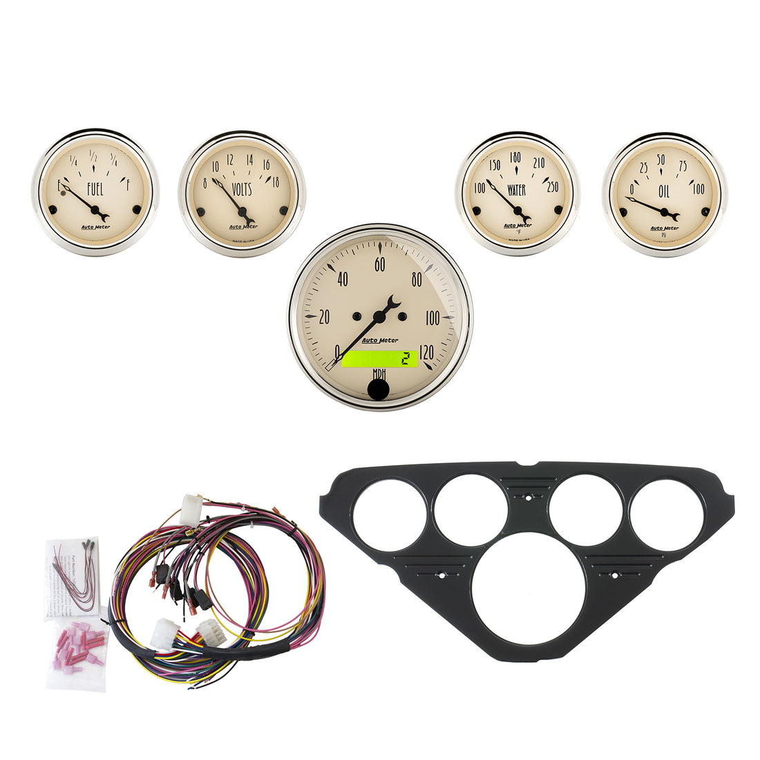 AutoMeter 7049-AB - DIRECT FIT DASH KIT, CHEVY TRUCK 55-59, MPH/FUEL/OILP/WTMP/BAT, AB 3