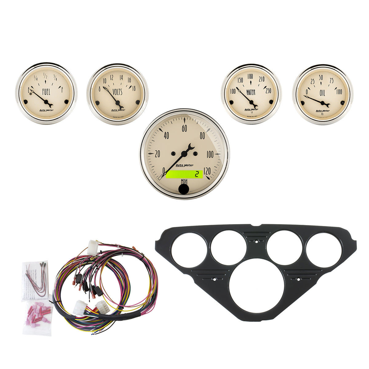 AutoMeter 7049-AB - DIRECT FIT DASH KIT, CHEVY TRUCK 55-59, MPH/FUEL/OILP/WTMP/BAT, AB 3