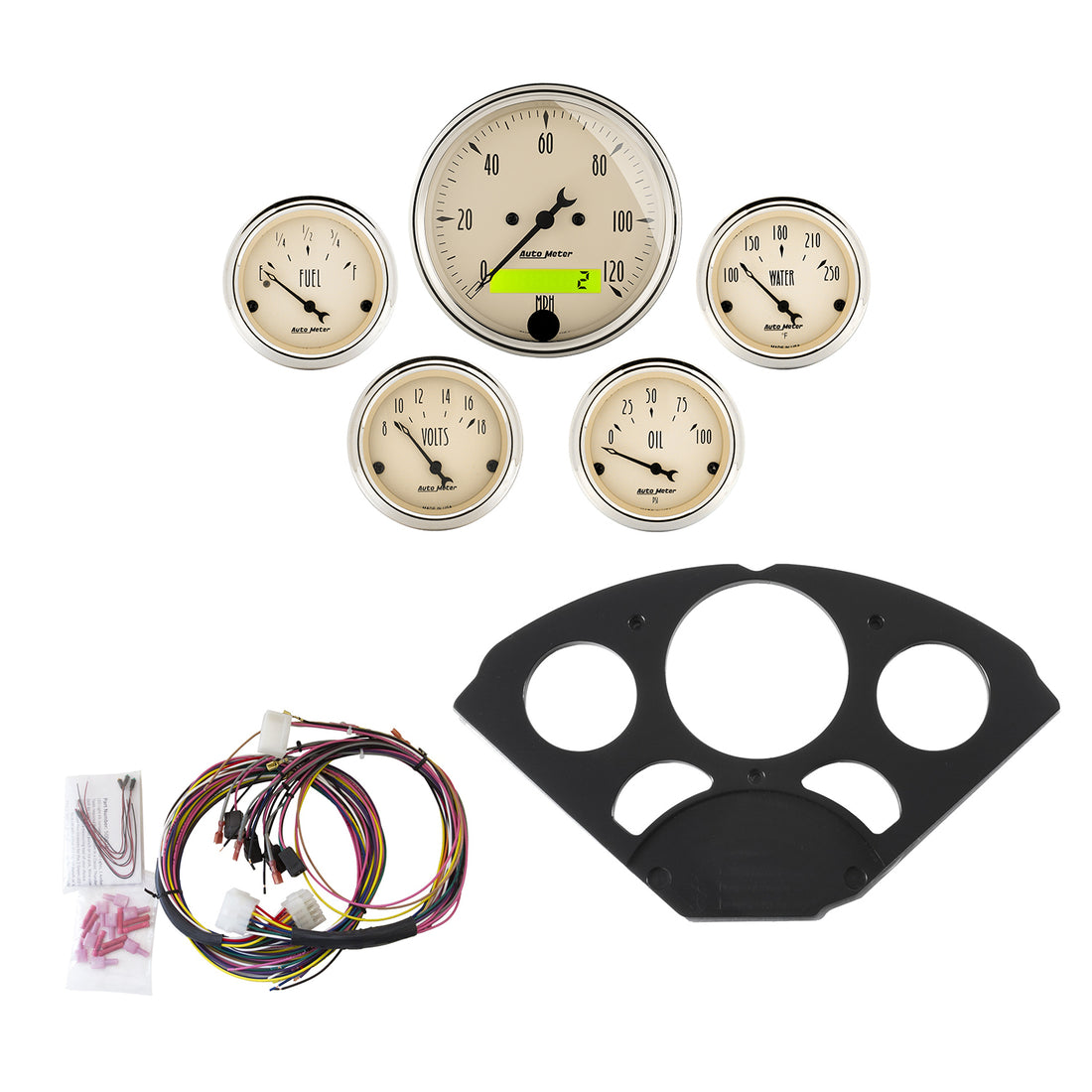 AutoMeter 7055-AB - DIRECT FIT DASH KIT, CHEVY 55-56, MPH/FUEL/OILP/WTMP/BAT, AB 3