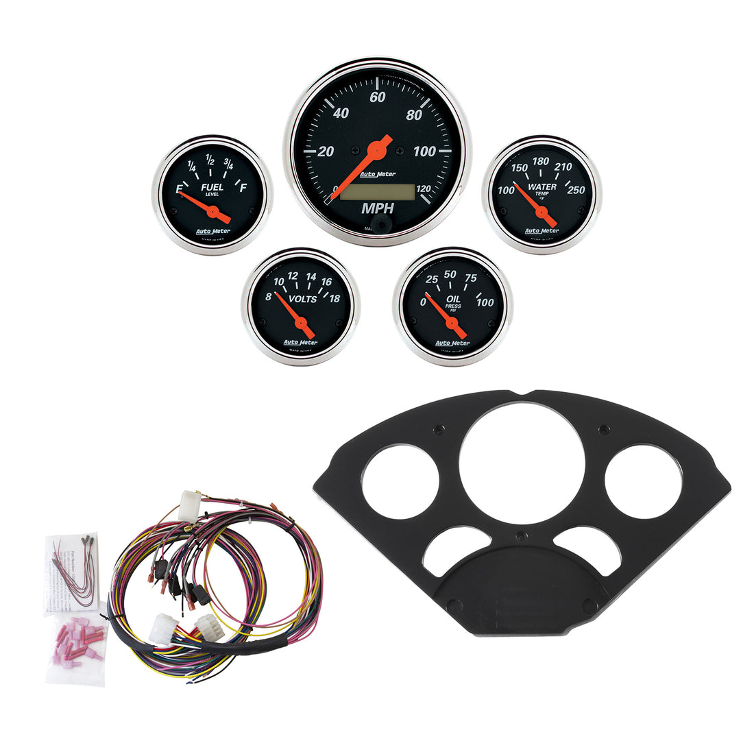 AutoMeter 7055-DB - DIRECT FIT DASH KIT, CHEVY 55-56, MPH/FUEL/OILP/WTMP/BAT, DB