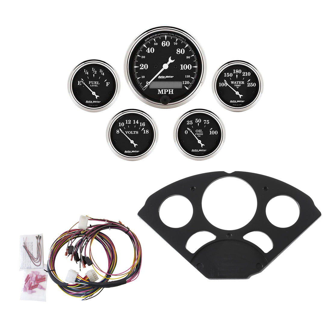 AutoMeter 7055-OTB - DIRECT FIT DASH KIT, CHEVY 55-56, MPH/FUEL/OILP/WTMP/BAT, OTB 4