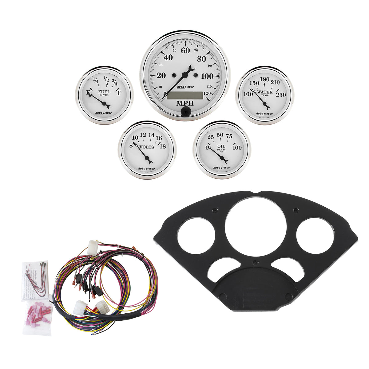 AutoMeter 7055-OTW - DIRECT FIT DASH KIT, CHEVY 55-56, MPH/FUEL/OILP/WTMP/BAT, OTW 3